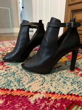 Michael Kors Black Peep-Toe Ankle Strap High Heels